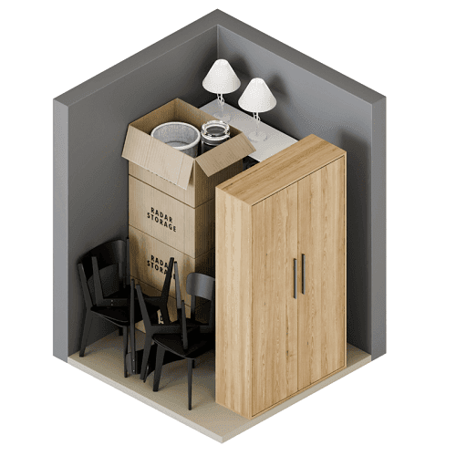 Small storage unit illustration showing contents